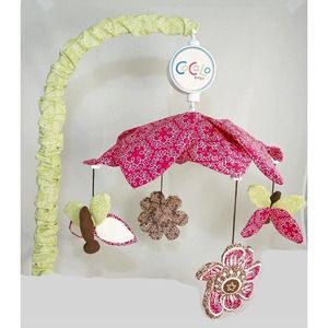 NOS Cocalo TAFFY Baby Pink Nursery Mobile Floral Butterfly Musical Lullaby HTF